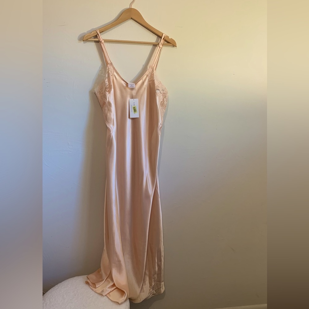 NWT Cabernet Sleepwear Slip Delicate Lace and Silk Long Sleep Dress